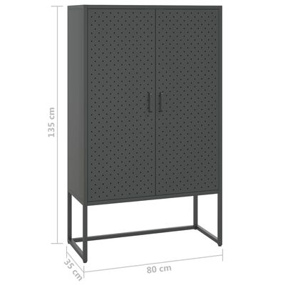 vidaXL Buffet haut Anthracite 80x35x135 cm Acier