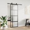 vidaXL Porte coulissante kit quincaillerie noir 76x205 cm verre trempé