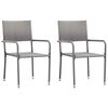 vidaXL Chaise &agrave; d&icirc;ner de jardin empilable lot de 2 gris r&eacute;sine tress&eacute;e