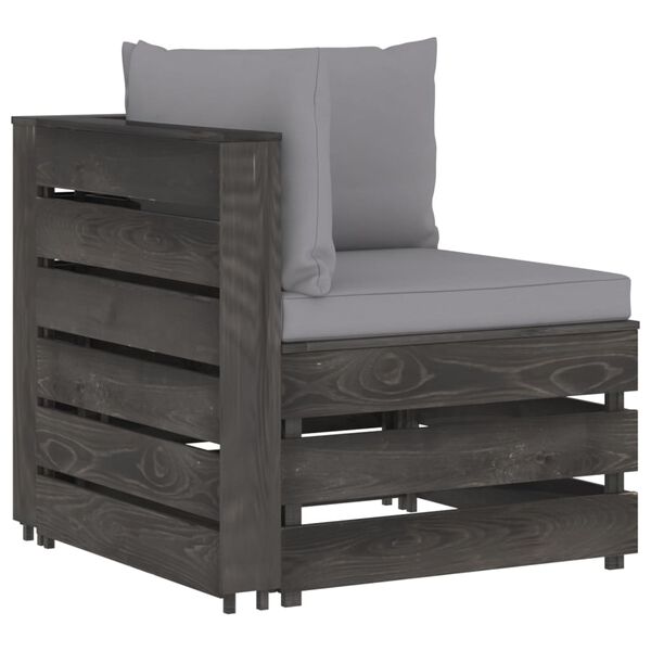 vidaXL Salon de jardin 6 pcs avec coussins Bois impr&eacute;gn&eacute; de gris
