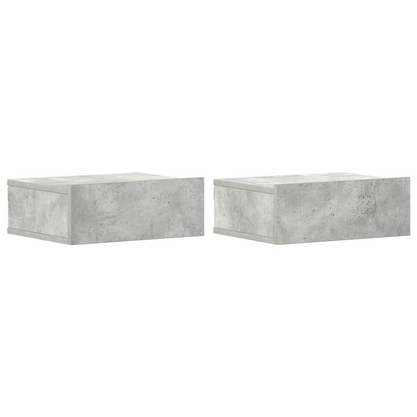 vidaXL Tables de chevet flottantes 2 pcs Gris béton Bois d'ingénierie