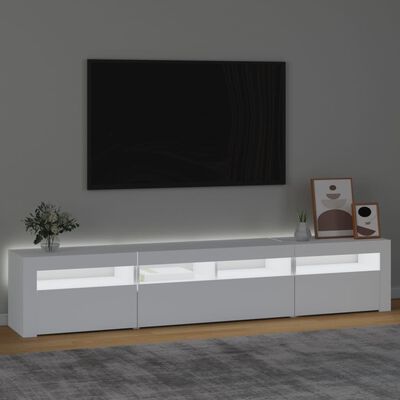 vidaXL Meuble TV avec lumières LED Blanc 210x35x40 cm