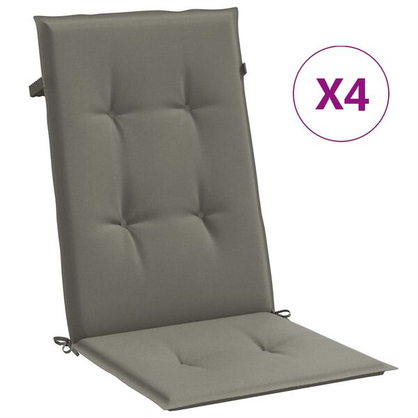 vidaXL Coussins de chaise &agrave; dossier haut lot de 4 gris fonc&eacute; m&eacute;lang&eacute;