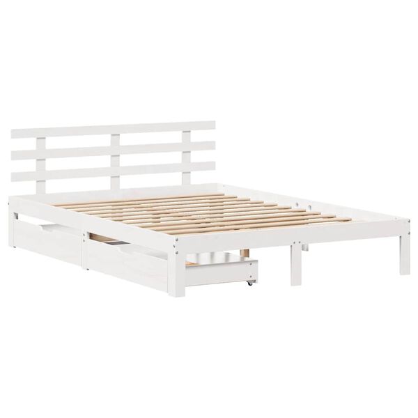 vidaXL Cadre de lit avec tiroirs sans matelas blanc 140x190 cm