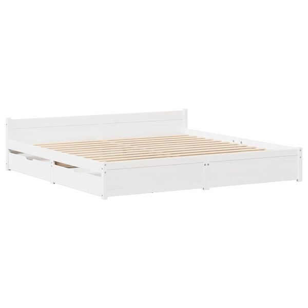 vidaXL Cadre de lit sans matelas blanc 135x190 cm bois de pin massif