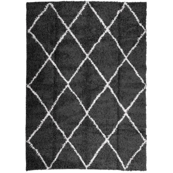 vidaXL Tapis shaggy &agrave; poils longs moderne noir et cr&egrave;me 240x340 cm