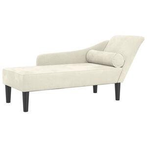 vidaXL Chaise longue avec coussins cr&egrave;me velours