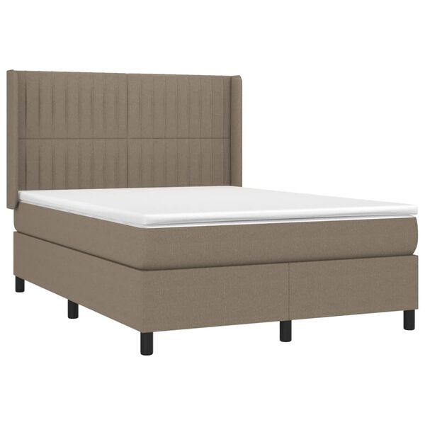 vidaXL Sommier &agrave; lattes de lit matelas et LED Taupe 140x190 cm Tissu