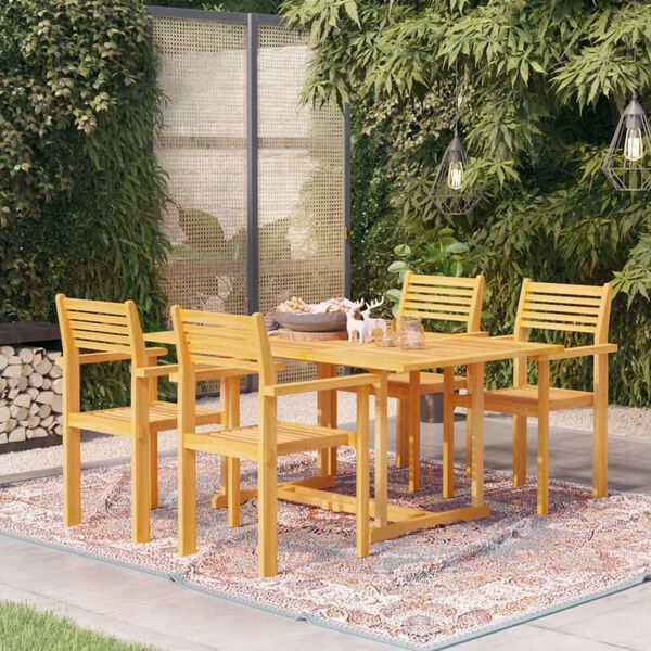 vidaXL Ensemble &agrave; manger de jardin 5 pcs Bois de teck massif