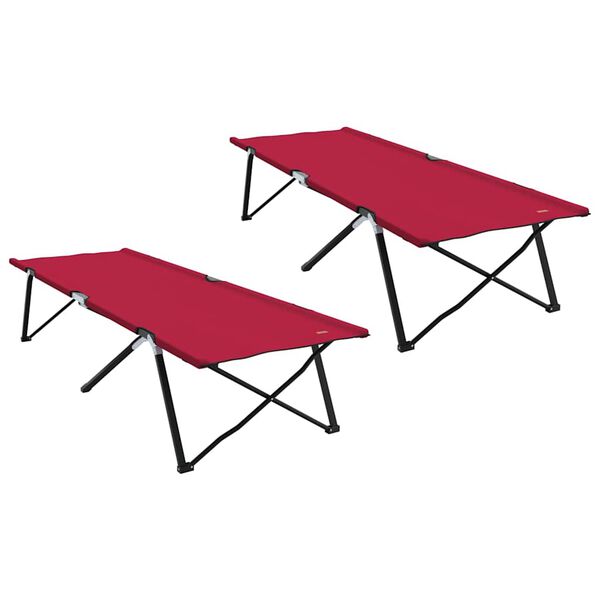 vidaXL Lit de camping pliant 2 pcs Rouge 206 x 76 x 74 cm