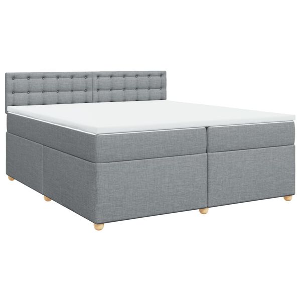 vidaXL Sommier &agrave; lattes de lit avec matelas Gris clair 200x200cm Tissu
