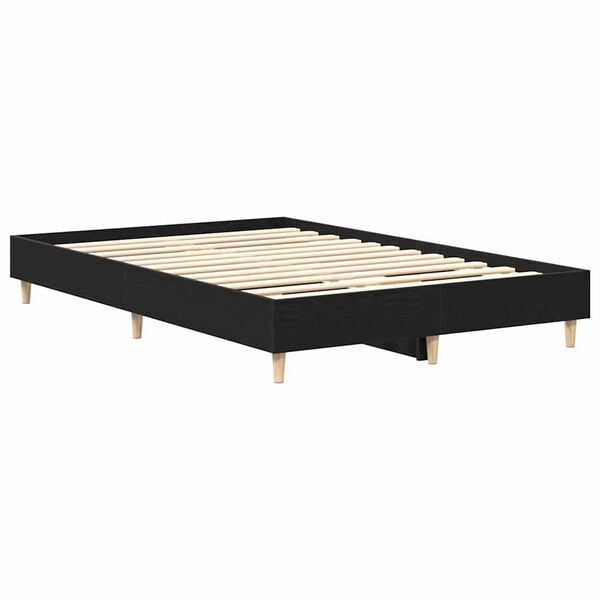 vidaXL Cadre de lit Ch&ecirc;ne noir 135 x 190 cm Bois d'ing&eacute;nierie