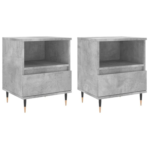 vidaXL Tables de chevet 2 pcs gris b&eacute;ton 40x35x50 cm bois d&rsquo;ing&eacute;nierie