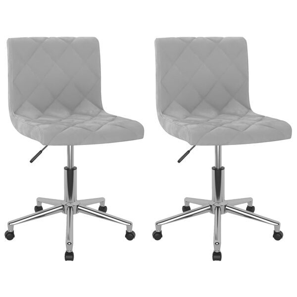 vidaXL Chaises pivotantes &agrave; manger lot de 2 Gris clair Velours