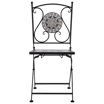 vidaXL Chaises de bistrot mosaïque lot de 2 Gris