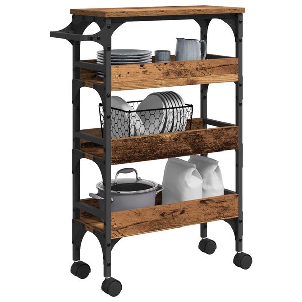 vidaXL Chariot de cuisine Bois Ancien 53 x 20 x 76 cm