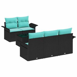 vidaXL Ensemble de canap&eacute; de jardin 6 pi&egrave;ces Noir et turquoise