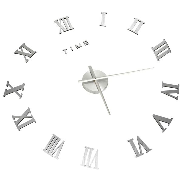 vidaXL Horloge murale 3D Design moderne Argent&eacute; 100 cm XXL