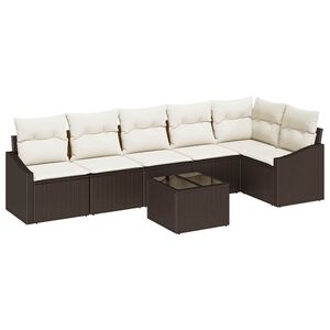 vidaXL Ensemble de Canap&eacute;s 7 pc Marron polyrotin