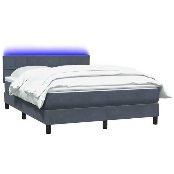 vidaXL Sommier à lattes de lit et matelas et LED gris foncé 140x210cm velours