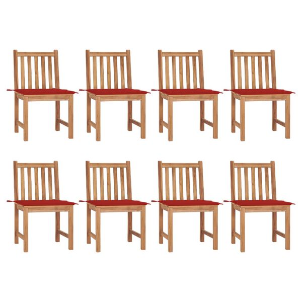 vidaXL Chaises de jardin lot de 8 avec coussins Bois de teck massif