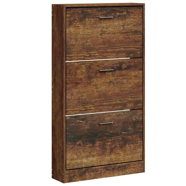 vidaXL Armoire &agrave; chaussures Ch&ecirc;ne fum&eacute; 59x17x108 cm Bois d'ing&eacute;nierie