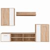 vidaXL Ensemble meuble TV Montage mural 5 pcs Blanc et ch&ecirc;ne Sonoma