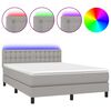 vidaXL Sommier &agrave; lattes de lit et matelas et LED Gris clair 140x190 cm