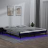 vidaXL Cadre de lit &agrave; LED sans matelas noir 200x200 cm bois massif