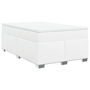 vidaXL Sommier &agrave; lattes de lit avec matelas Blanc 120x200cm Similicuir
