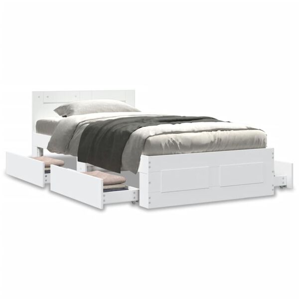 vidaXL Cadre de lit avec t&ecirc;te de lit sans matelas blanc 100x200 cm