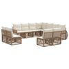 vidaXL Ensemble de canap&eacute; de jardin 11 pcs Beige et blanc cr&egrave;me