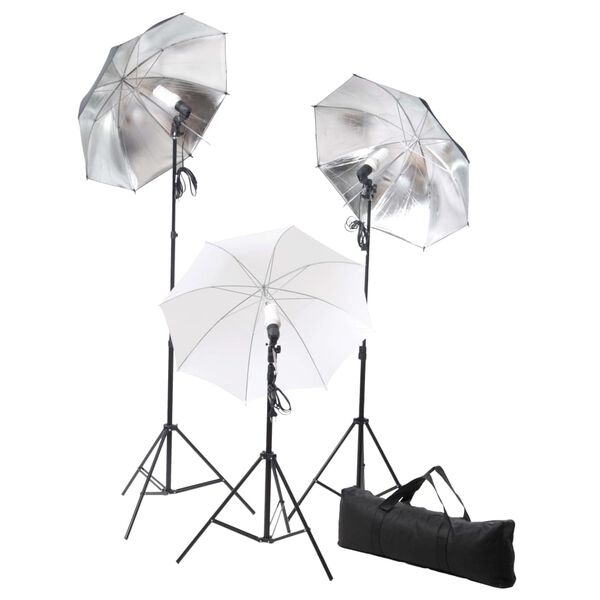 vidaXL Kit de studio photo avec lampes toile de fond et r&eacute;flecteur