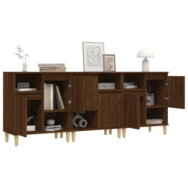 vidaXL Buffets 3 pcs ch&ecirc;ne marron 60x35x70 cm bois d'ing&eacute;nierie