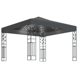 vidaXL Tonnelle avec guirlande lumineuse &agrave; LED 3x3 m Anthracite