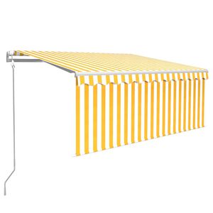 vidaXL Auvent automatique capteur de vent et LED 3x2,5m Jaune et blanc