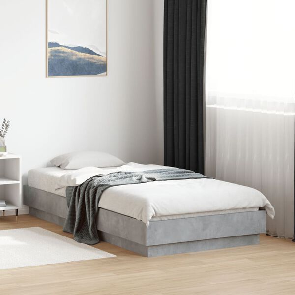 vidaXL Cadre de lit sans matelas avec lumi&egrave;res LED gris b&eacute;ton 75x190cm