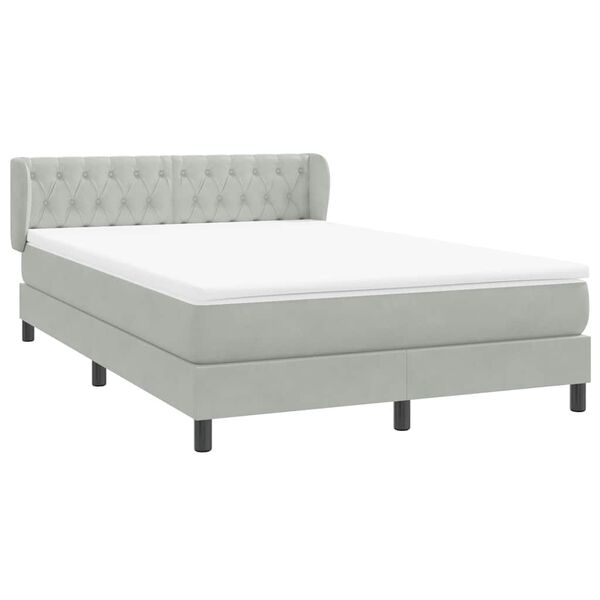 vidaXL Sommier &agrave; lattes de lit et matelas gris clair 160x220cm velours