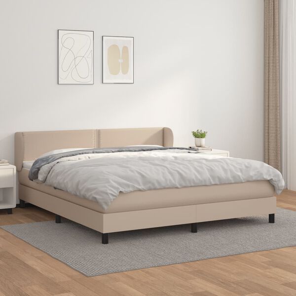 vidaXL Sommier &agrave; lattes de lit avec matelas Cappuccino 180x200 cm