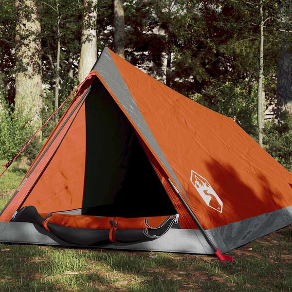 vidaXL Tente de camping 2 personnes gris et orange imperm&eacute;able