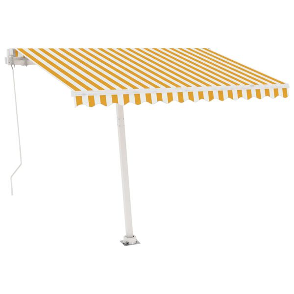 vidaXL Auvent manuel r&eacute;tractable sur pied 300x250 cm Jaune/Blanc