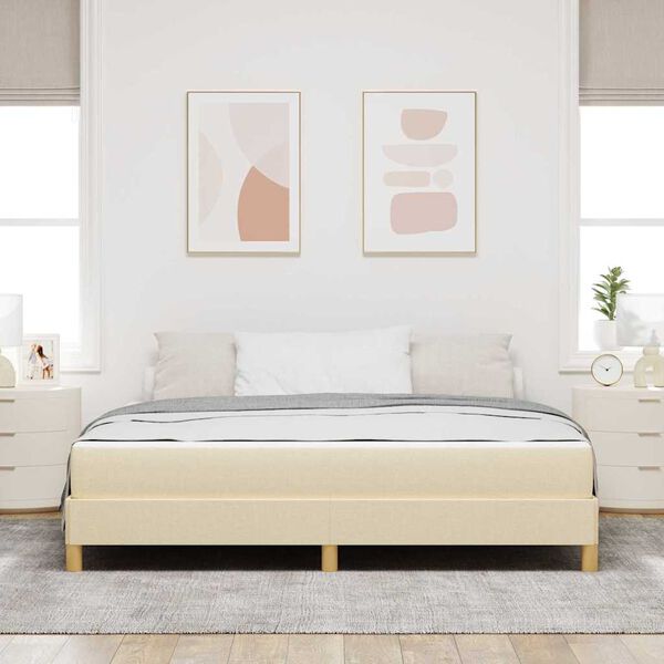 vidaXL Lit &agrave; ressorts avec matelas Cr&egrave;me 180 x 200 cm tissu