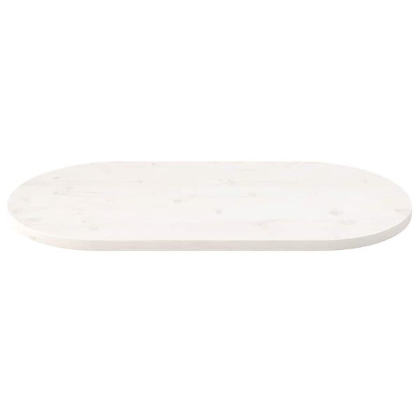 vidaXL Dessus de table blanc 90x45x2,5 cm bois de pin massif ovale