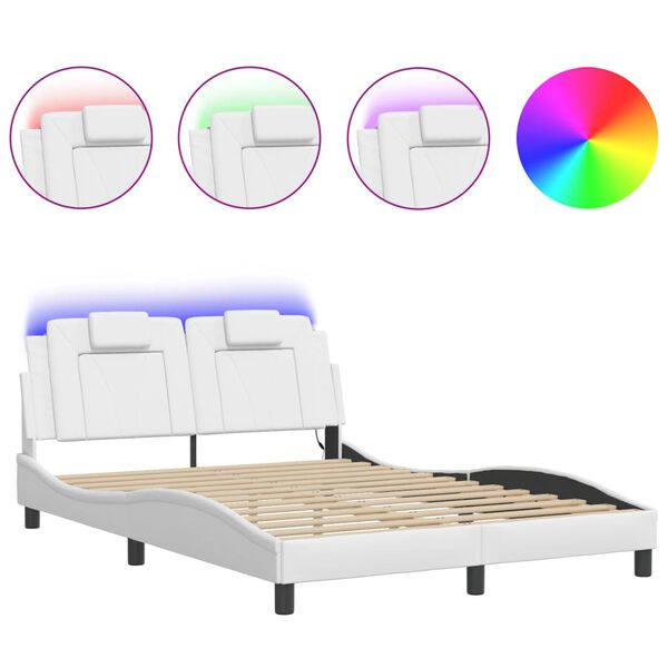 vidaXL Cadre de lit Viana avec LED sans matelas blanc 140x200 cm