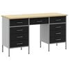 vidaXL Placard de travail 3 pc Noir Bois d'ing&eacute;nierie et acier