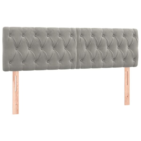 vidaXL T&ecirc;te de lit &agrave; LED Gris clair 144x7x78/88 cm Velours