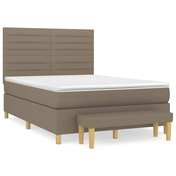 vidaXL Sommier &agrave; lattes de lit avec matelas Taupe 140x190 cm Tissu