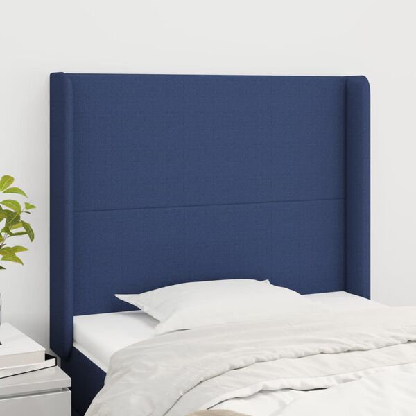 vidaXL T&ecirc;te de lit avec oreilles Bleu 83x16x118/128 cm Tissu