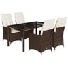 vidaXL Ensemble &agrave; manger de jardin 5 pcs et coussins marron poly rotin