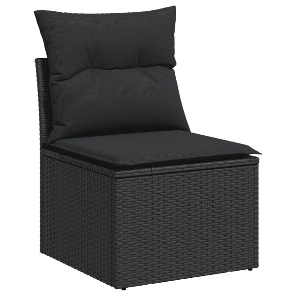 vidaXL Salon de jardin 4 pcs avec coussins noir r&eacute;sine tress&eacute;e